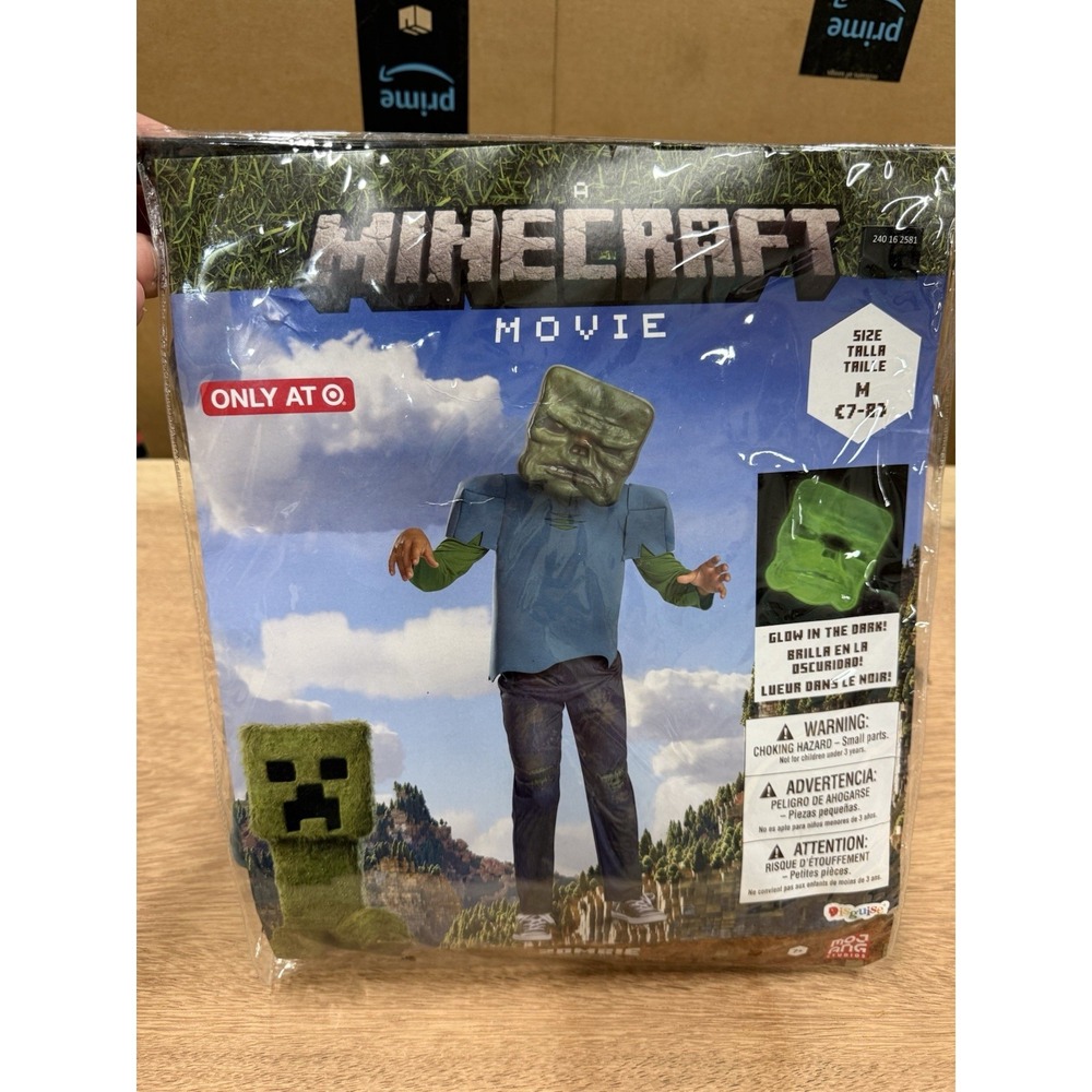 Minecraft Zombie Glow in the Dark Boys Costume M (7-8) Complete Outfit